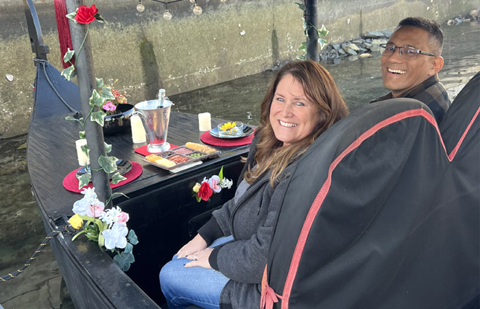 Romantic Couple at Redondo Beach in Gondola